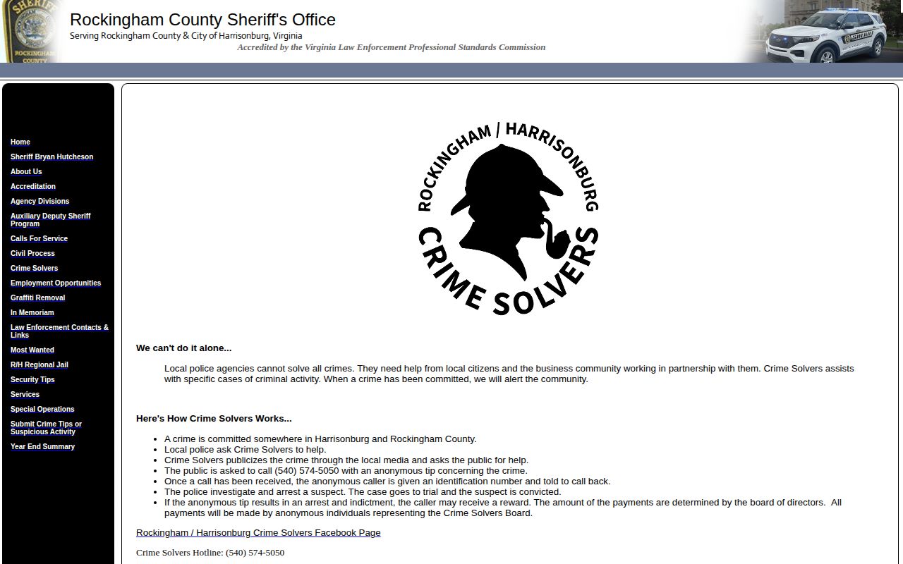 Rockingham County Crime Solvers official wanted-tip record resource